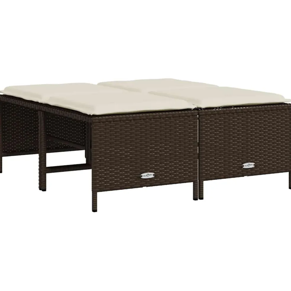 vidaXL Tuinkrukken met kussens 4 st poly rattan bruin