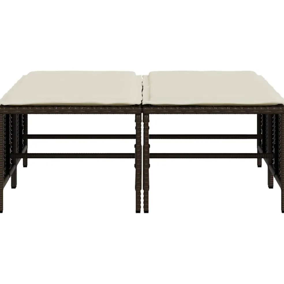 vidaXL Tuinkrukken met kussens 4 st poly rattan bruin