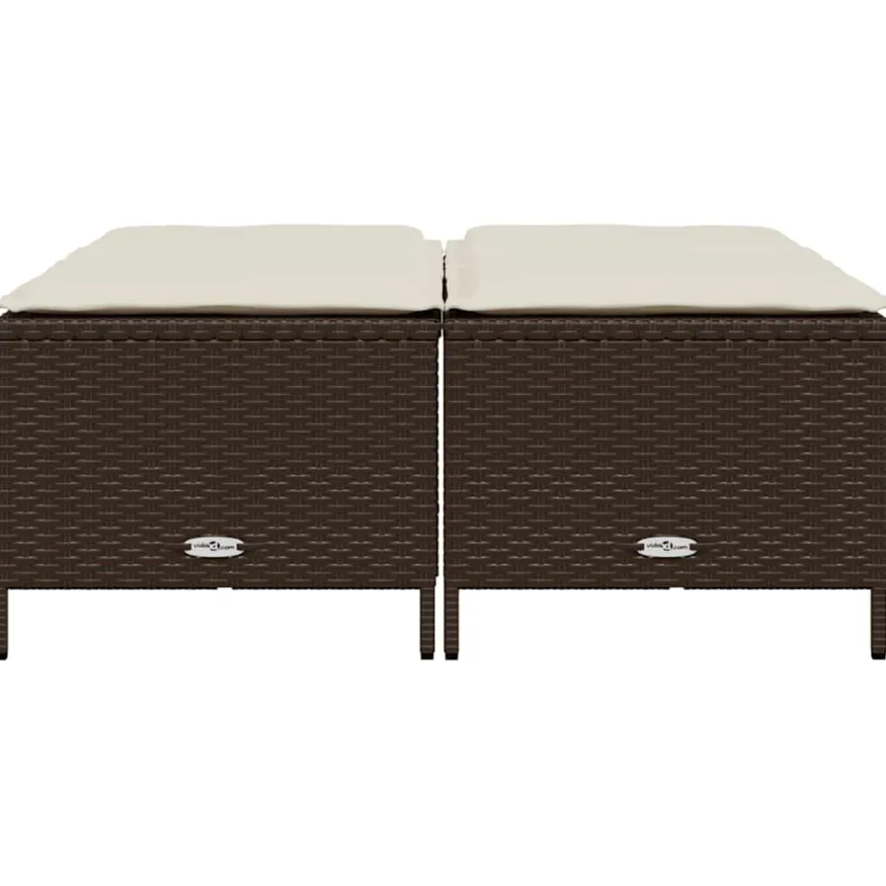 vidaXL Tuinkrukken met kussens 4 st poly rattan bruin