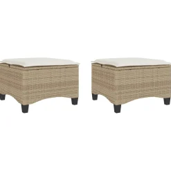vidaXL Tuinkrukken met kussens 2 st 55x55x36 cm poly rattan beige