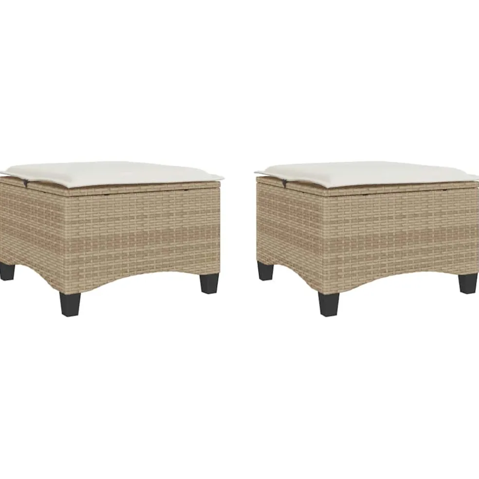 vidaXL Tuinkrukken met kussens 2 st 55x55x36 cm poly rattan beige