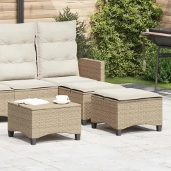 vidaXL Tuinkrukken met kussens 2 st 55x55x36 cm poly rattan beige