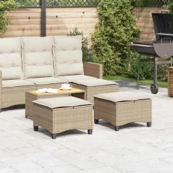 vidaXL Tuinkrukken met kussens 2 st 55x55x36 cm poly rattan beige