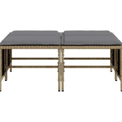 vidaXL Tuinkrukken met kussens 4 st poly rattan beige