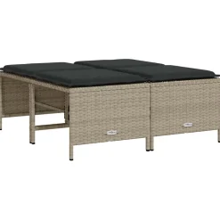 vidaXL Tuinkrukken met kussens 4 st poly rattan lichtgrijs