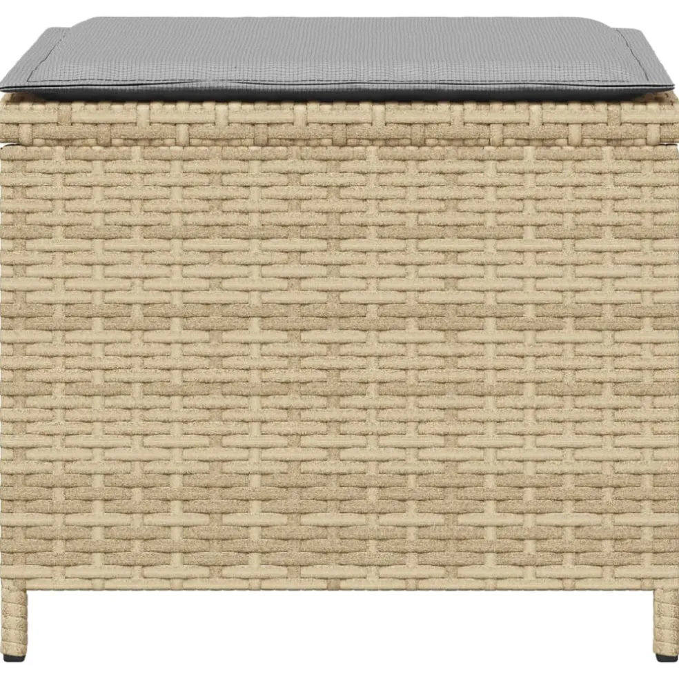 vidaXL Tuinkrukken 4 st kussens 40x40x35 cm poly rattan gemengd beige