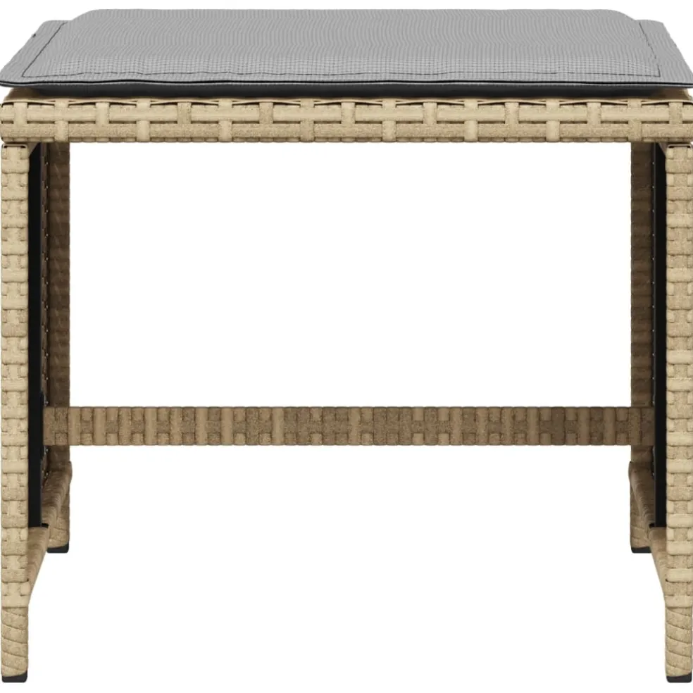 vidaXL Tuinkrukken 4 st kussens 40x40x35 cm poly rattan gemengd beige