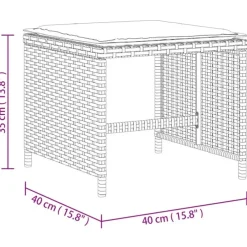vidaXL Tuinkrukken 4 st kussens 40x40x35 cm poly rattan gemengd beige