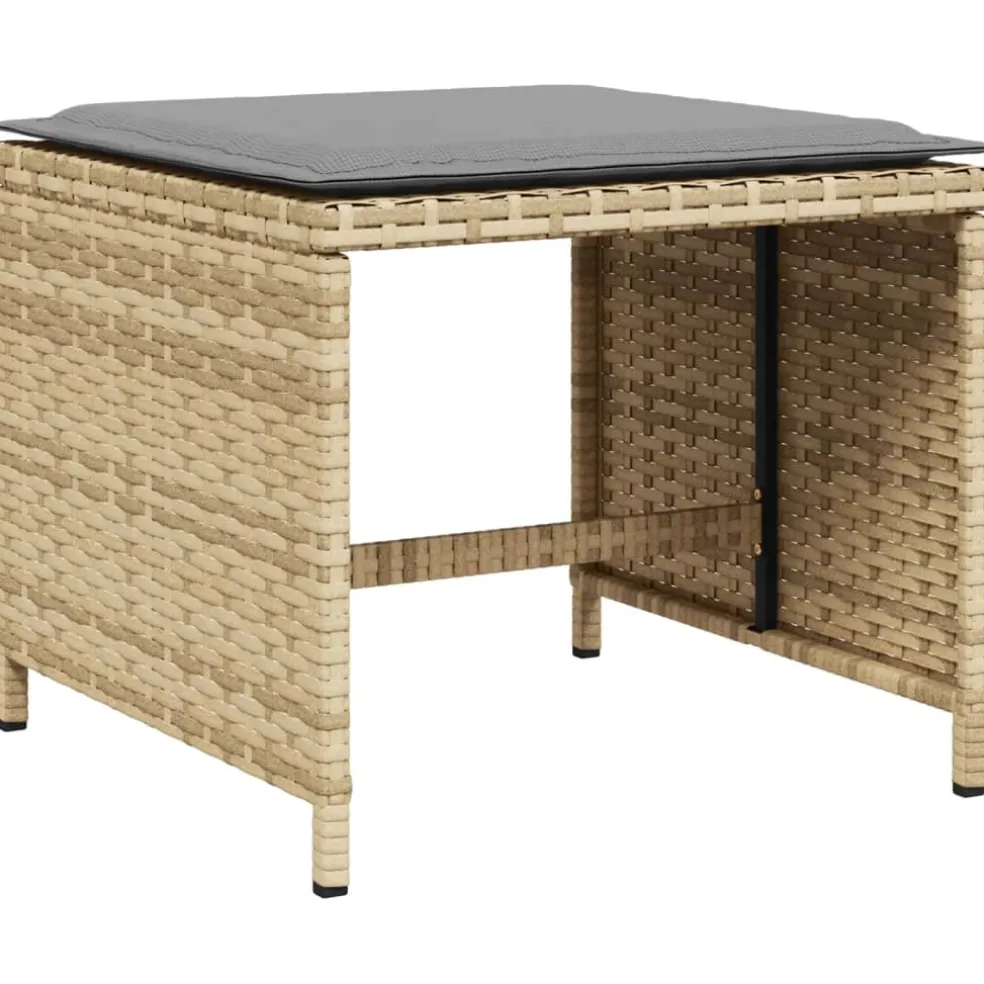 vidaXL Tuinkrukken 4 st kussens 40x40x35 cm poly rattan gemengd beige
