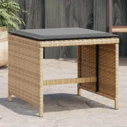 vidaXL Tuinkrukken 4 st kussens 41x41x36 cm poly rattan gemengd beige