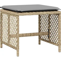 vidaXL Tuinkrukken 4 st kussens 41x41x36 cm poly rattan gemengd beige