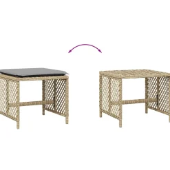 vidaXL Tuinkrukken 4 st kussens 41x41x36 cm poly rattan gemengd beige