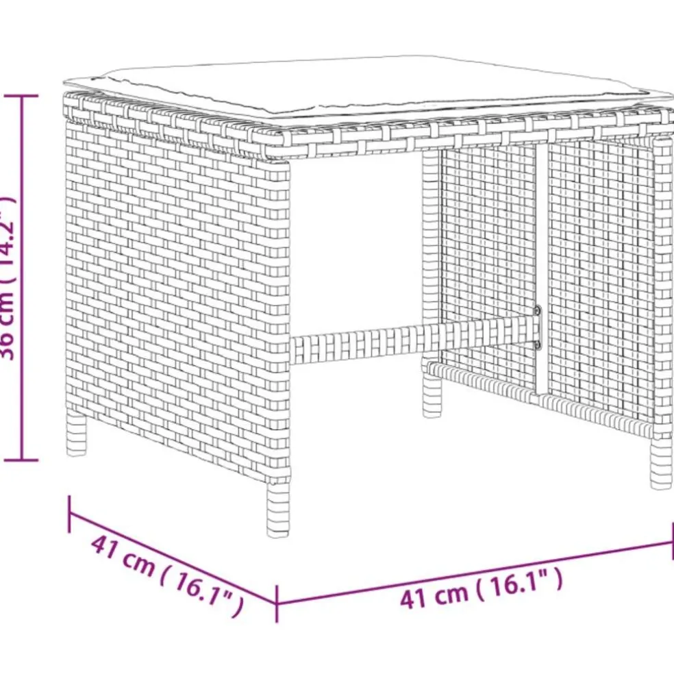 vidaXL Tuinkrukken 4 st met kussens 41x41x36 cm poly rattan beige