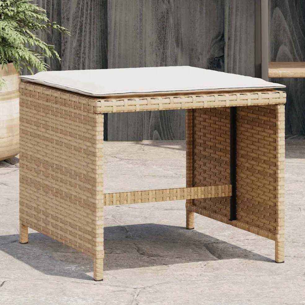 vidaXL Tuinkrukken 4 st met kussens 41x41x36 cm poly rattan beige
