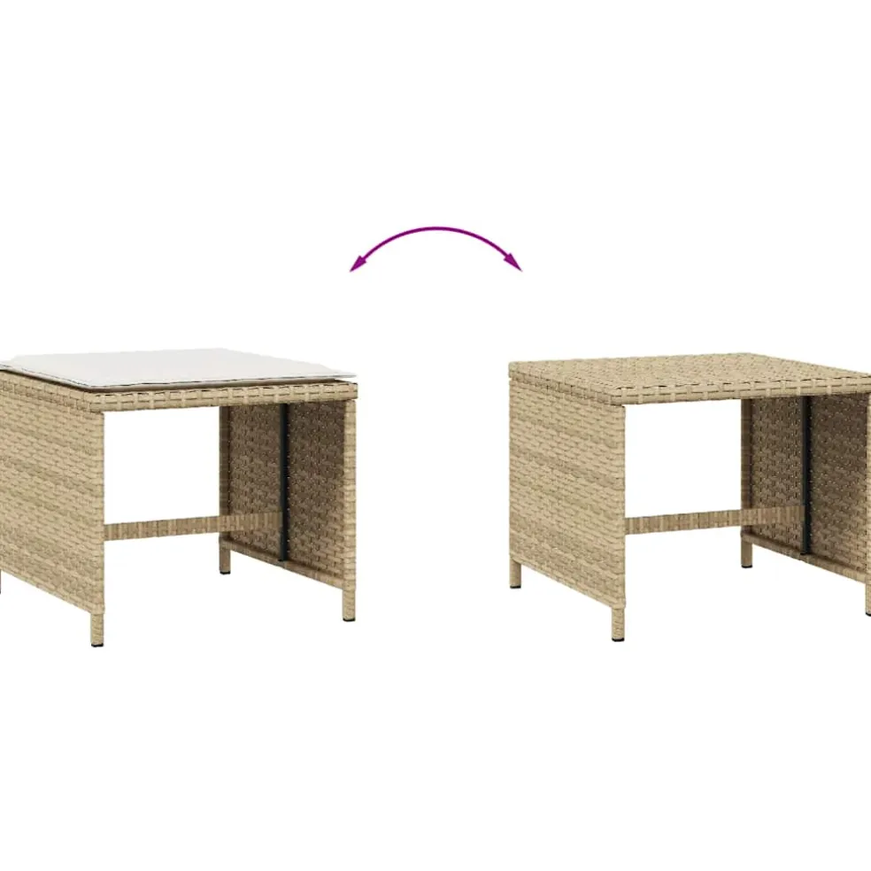 vidaXL Tuinkrukken 4 st met kussens 41x41x36 cm poly rattan beige