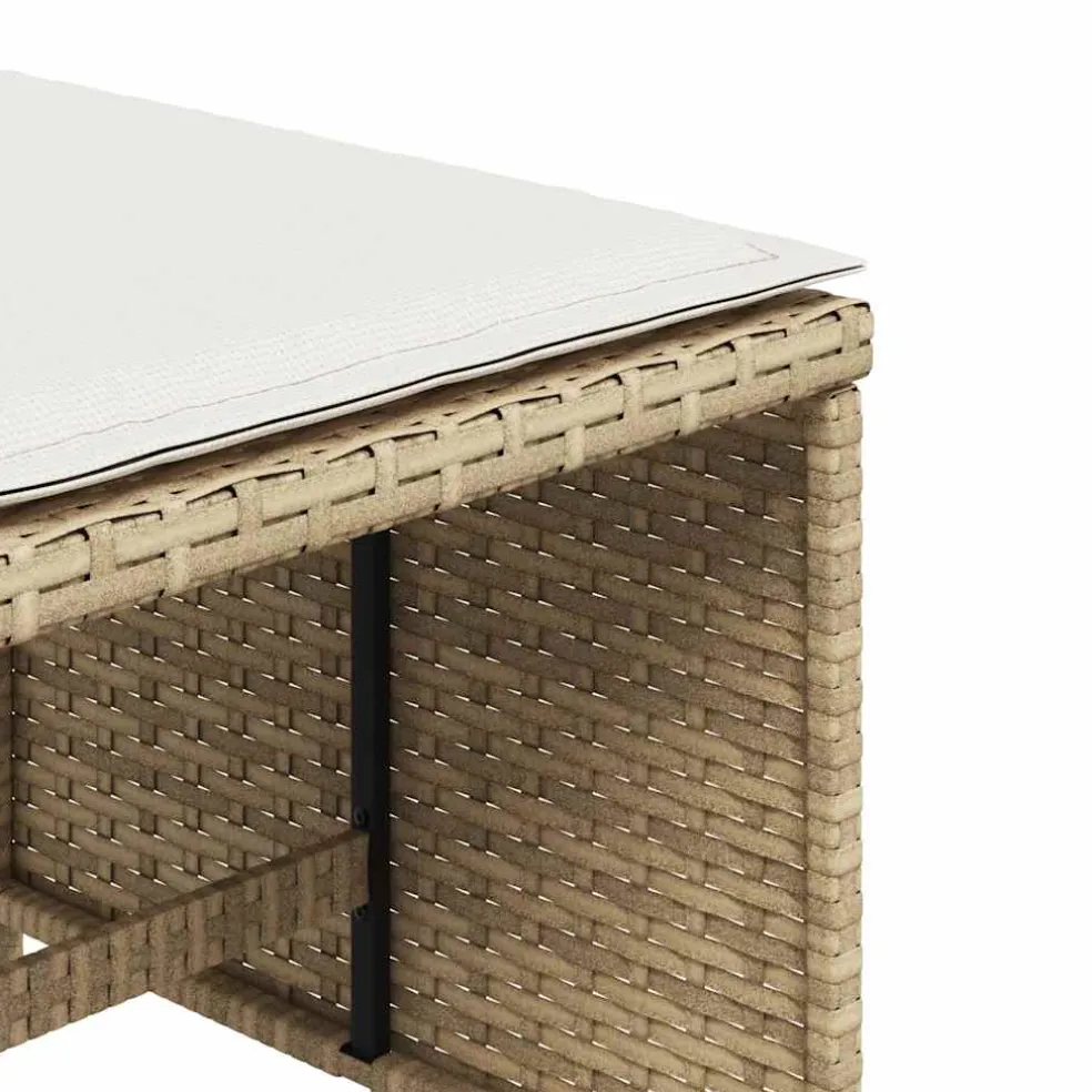vidaXL Tuinkrukken 4 st met kussens 41x41x36 cm poly rattan beige