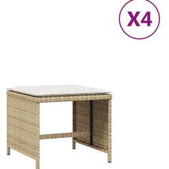vidaXL Tuinkrukken 4 st met kussens 40x40x35 cm poly rattan beige