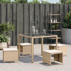 vidaXL Tuinkrukken 4 st met kussens 40x40x35 cm poly rattan beige