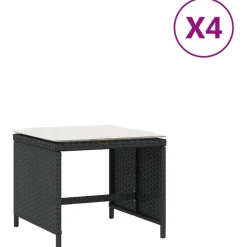 vidaXL Tuinkrukken 4 st met kussens staal en textileen zwart