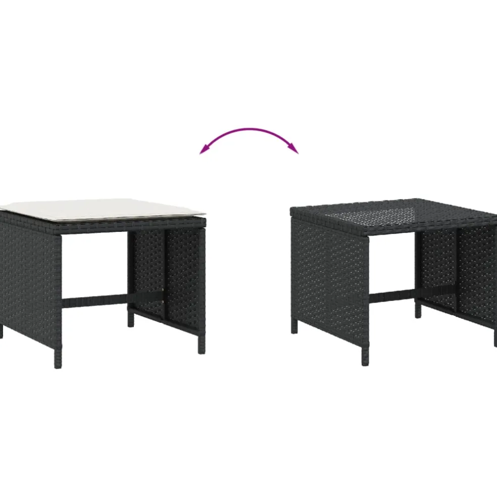 vidaXL Tuinkrukken 4 st met kussens 40x40x35 cm poly rattan zwart