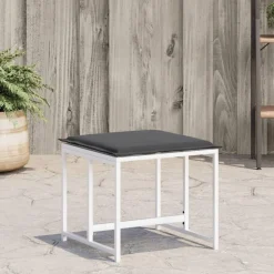 vidaXL Tuinkrukken 4 st met kussens staal en textileen wit