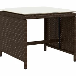 vidaXL Tuinkrukken 4 st met kussens 41x41x36 cm poly rattan bruin