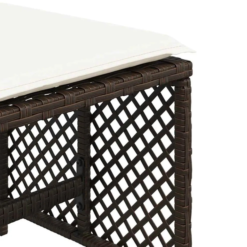 vidaXL Tuinkrukken 4 st met kussens 41x41x36 cm poly rattan bruin