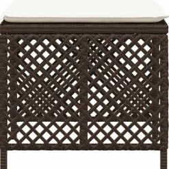 vidaXL Tuinkrukken 4 st met kussens 41x41x36 cm poly rattan bruin