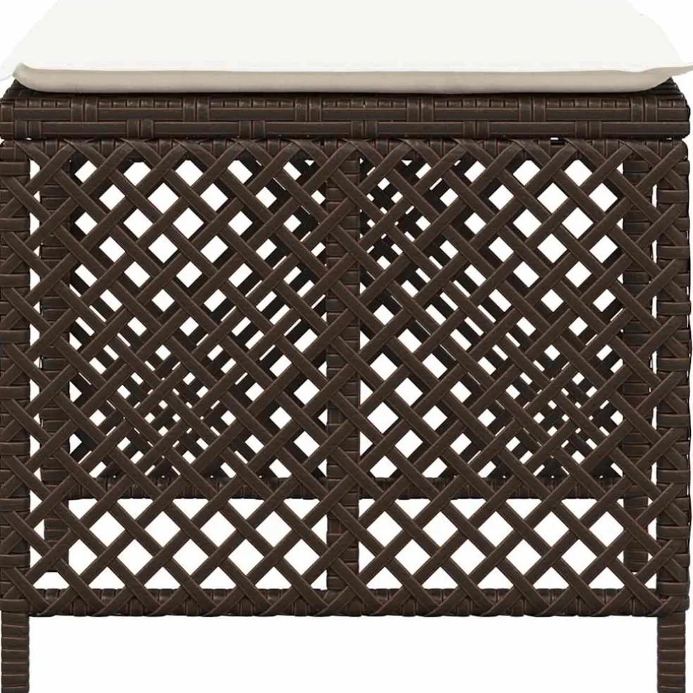 vidaXL Tuinkrukken 4 st met kussens 41x41x36 cm poly rattan bruin
