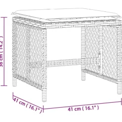 vidaXL Tuinkrukken 4 st met kussens 41x41x36 cm poly rattan bruin