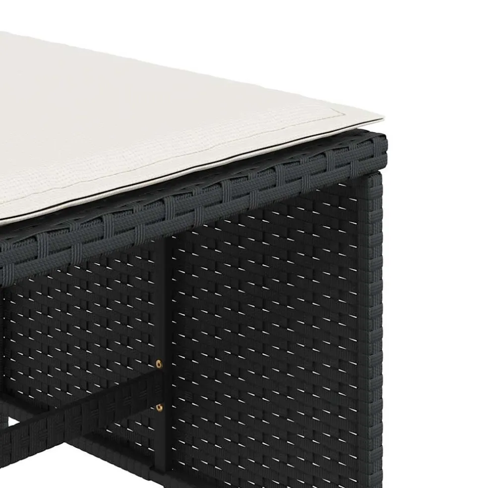 vidaXL Tuinkrukken 4 st met kussens 41x41x36 cm poly rattan zwart