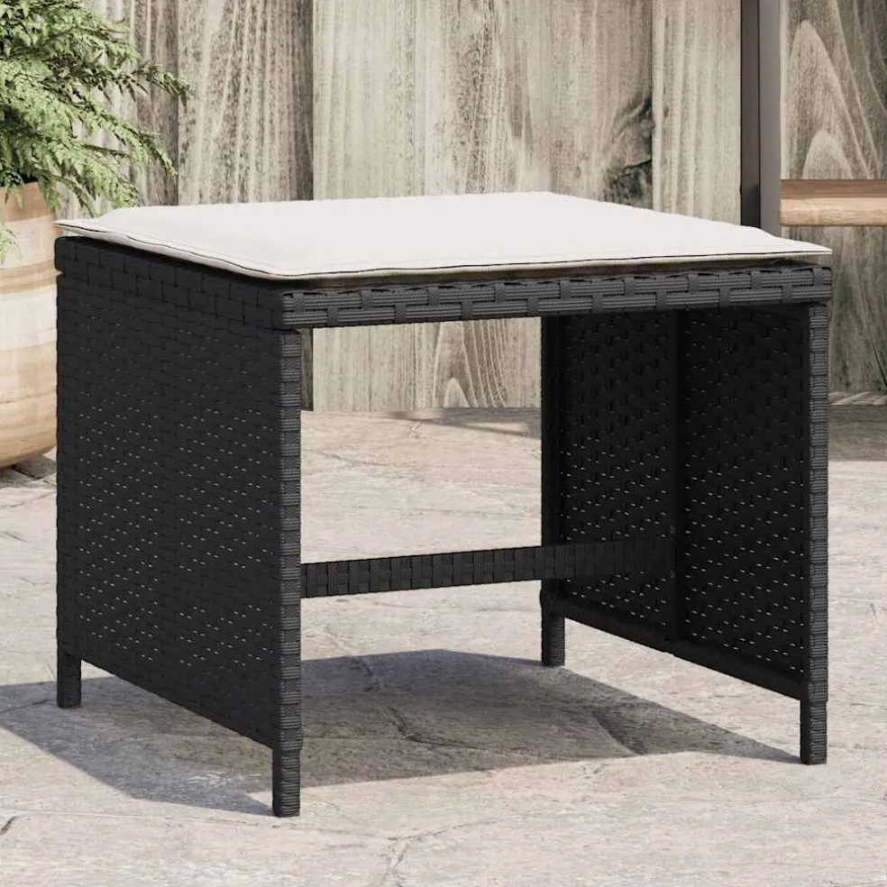 vidaXL Tuinkrukken 4 st met kussens 41x41x36 cm poly rattan zwart