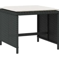 vidaXL Tuinkrukken 4 st met kussens 41x41x36 cm poly rattan zwart
