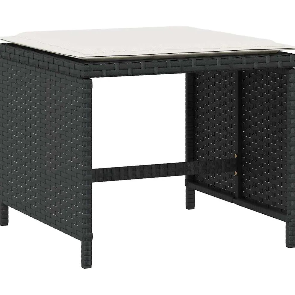 vidaXL Tuinkrukken 4 st met kussens 41x41x36 cm poly rattan zwart
