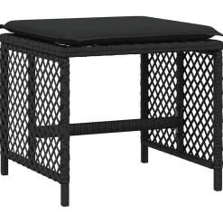 vidaXL Tuinkrukken 4 st met kussens 41x41x36 cm poly rattan zwart