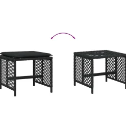vidaXL Tuinkrukken 4 st met kussens 41x41x36 cm poly rattan zwart