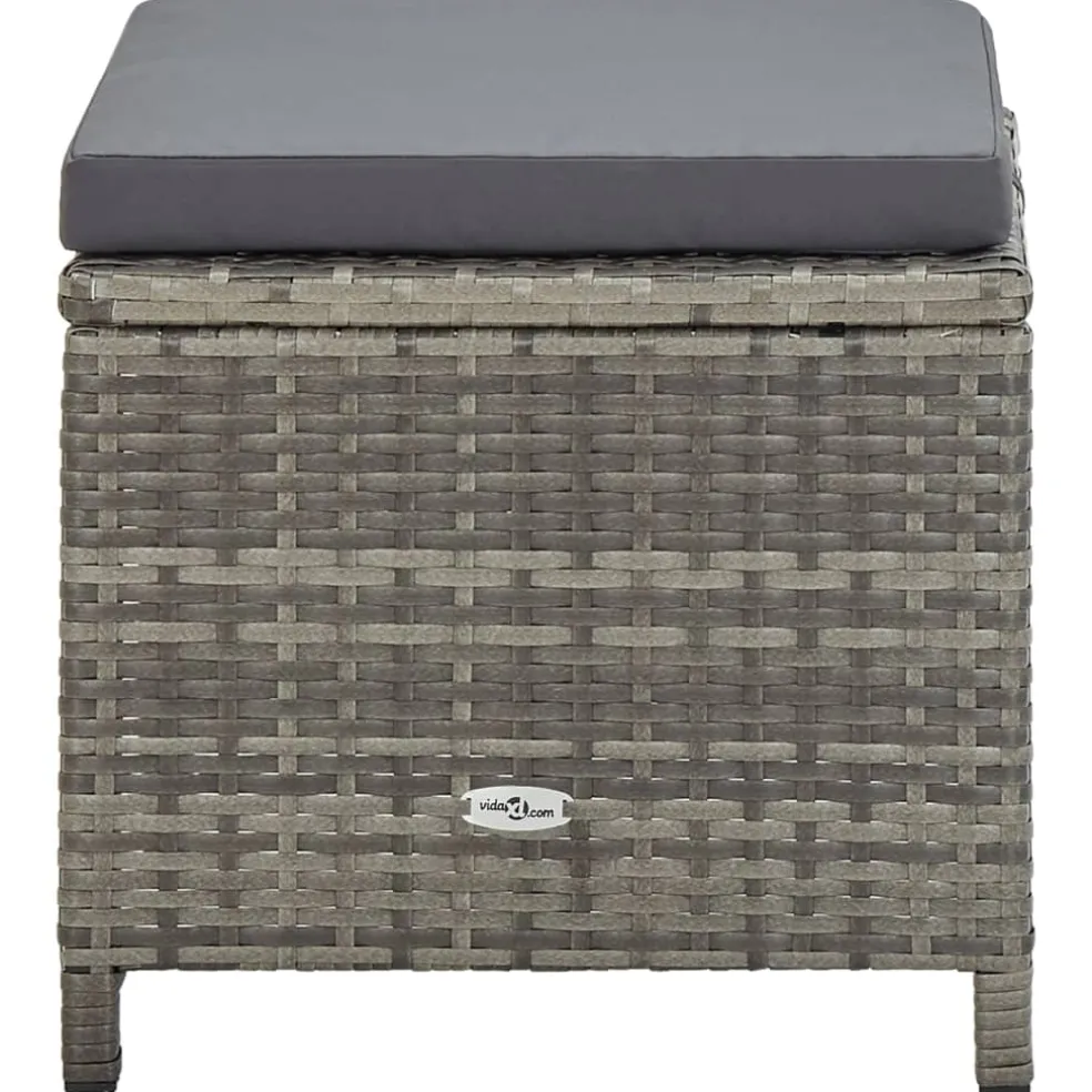 vidaXL Tuinkrukken 4 st met kussens poly rattan grijs