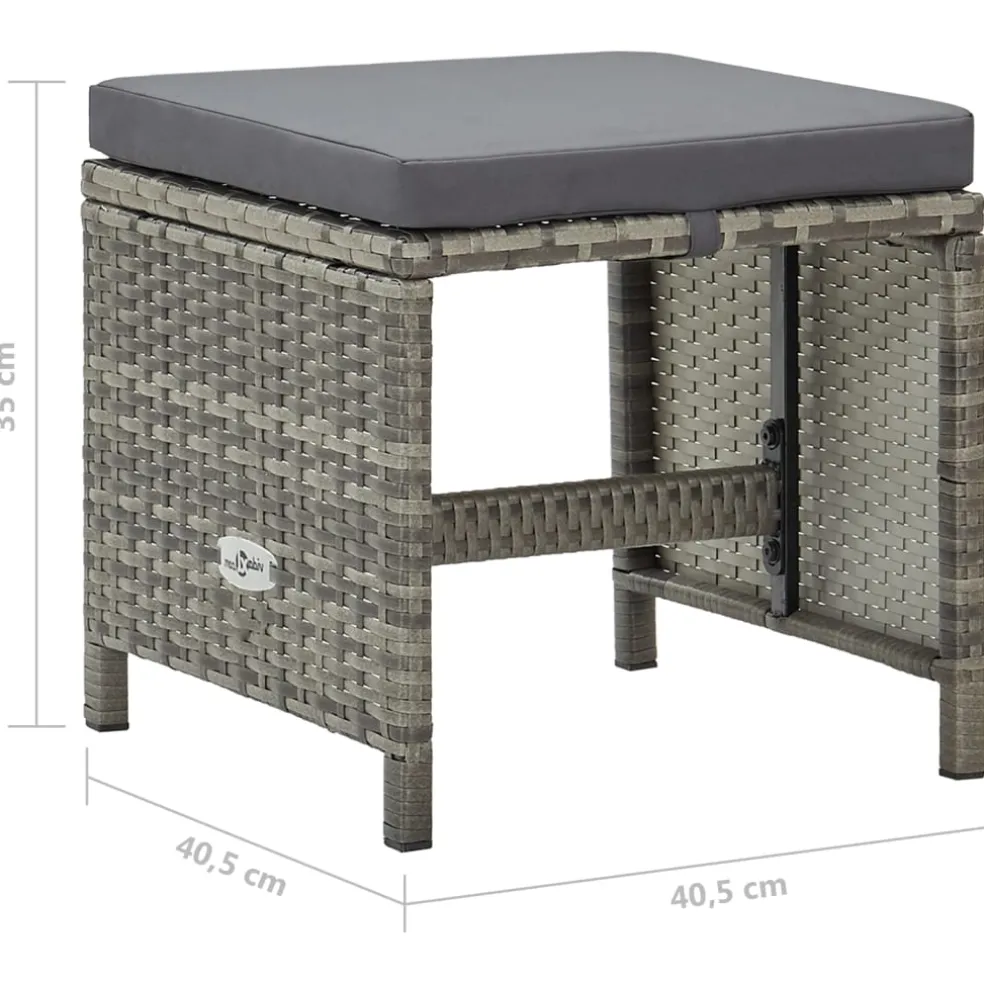 vidaXL Tuinkrukken 4 st met kussens poly rattan grijs