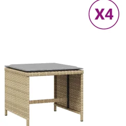 vidaXL Tuinkrukken 4 st met kussens 41x41x36 cm poly rattan beige
