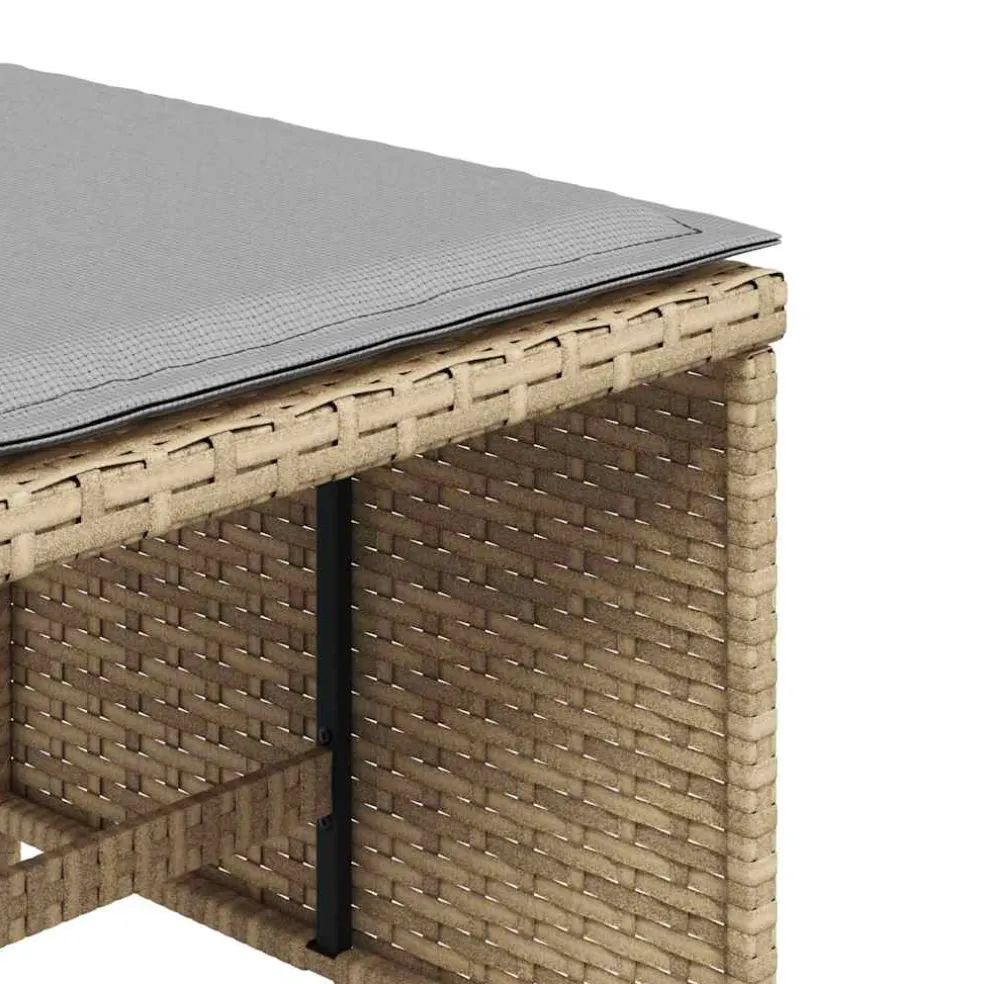 vidaXL Tuinkrukken 4 st met kussens 41x41x36 cm poly rattan beige