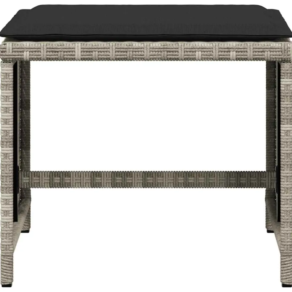 vidaXL Tuinkrukken 4 st met kussens 41x41x36 cm poly rattan lichtgrijs