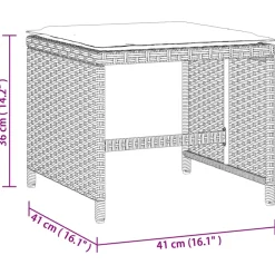 vidaXL Tuinkrukken 4 st met kussens 41x41x36 cm poly rattan lichtgrijs