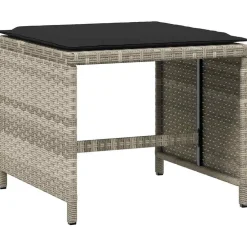 vidaXL Tuinkrukken 4 st met kussens 41x41x36 cm poly rattan lichtgrijs