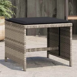 vidaXL Tuinkrukken 4 st met kussens 41x41x36 cm poly rattan lichtgrijs