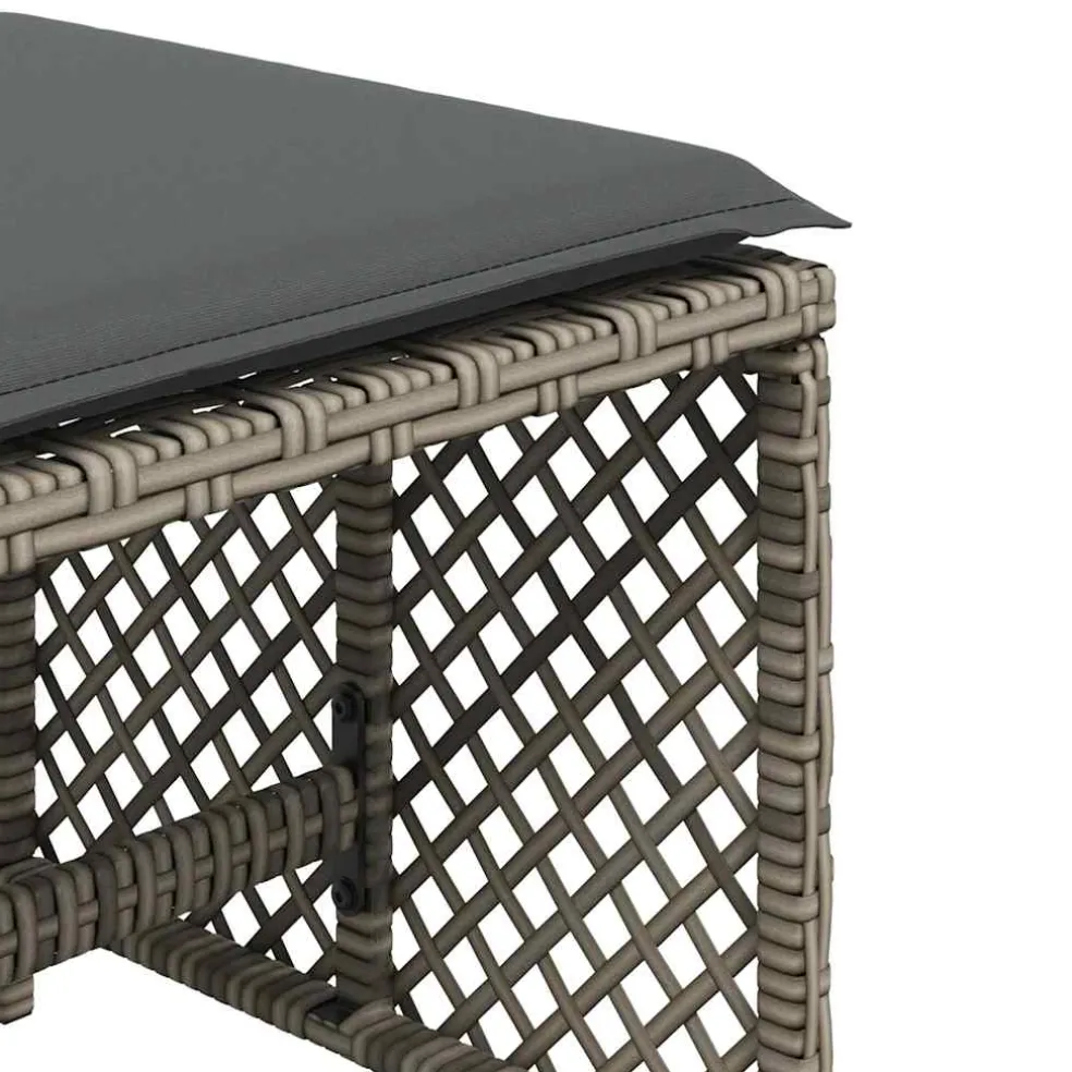 vidaXL Tuinkrukken 4 st met kussens 41x41x36 cm poly rattan grijs