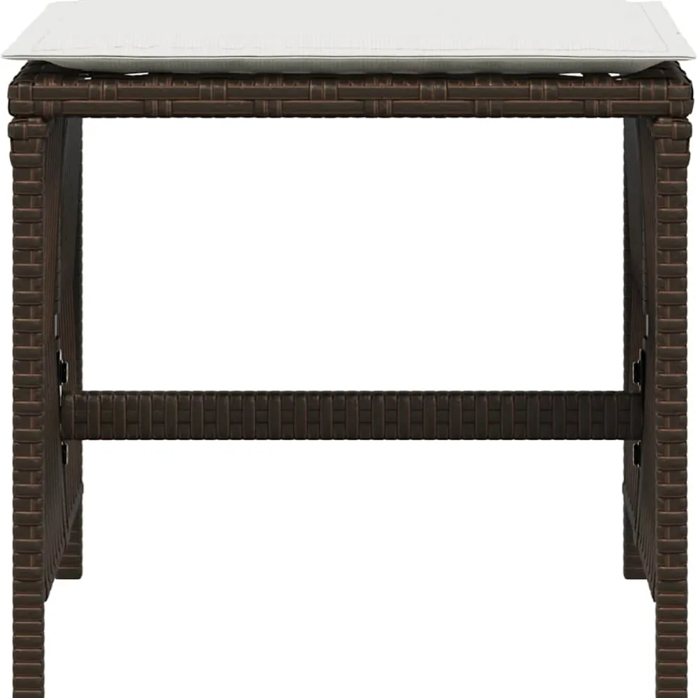 vidaXL Tuinkrukken 4 st met kussens 41x41x36 cm poly rattan bruin