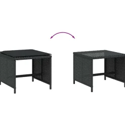 vidaXL Tuinkrukken 4 st met kussens 41x41x36 cm poly rattan zwart
