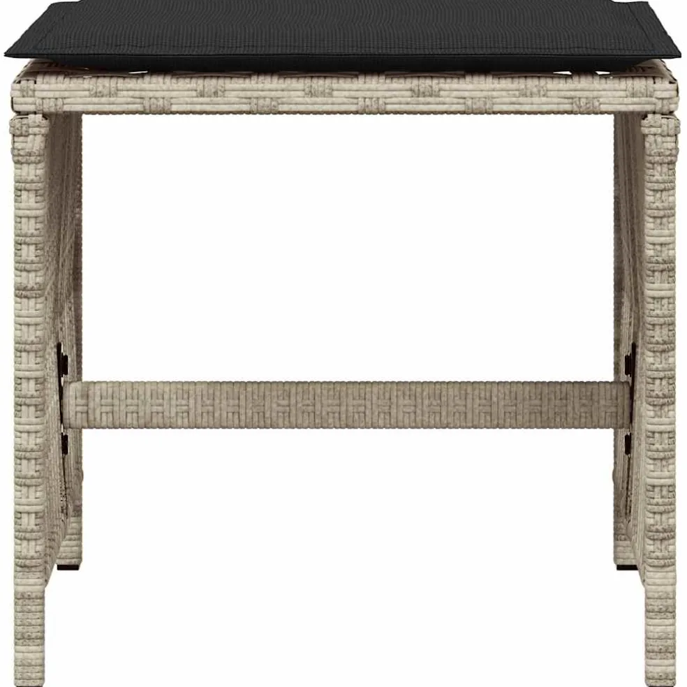 vidaXL Tuinkrukken 4 st met kussens 41x41x36 cm poly rattan lichtgrijs