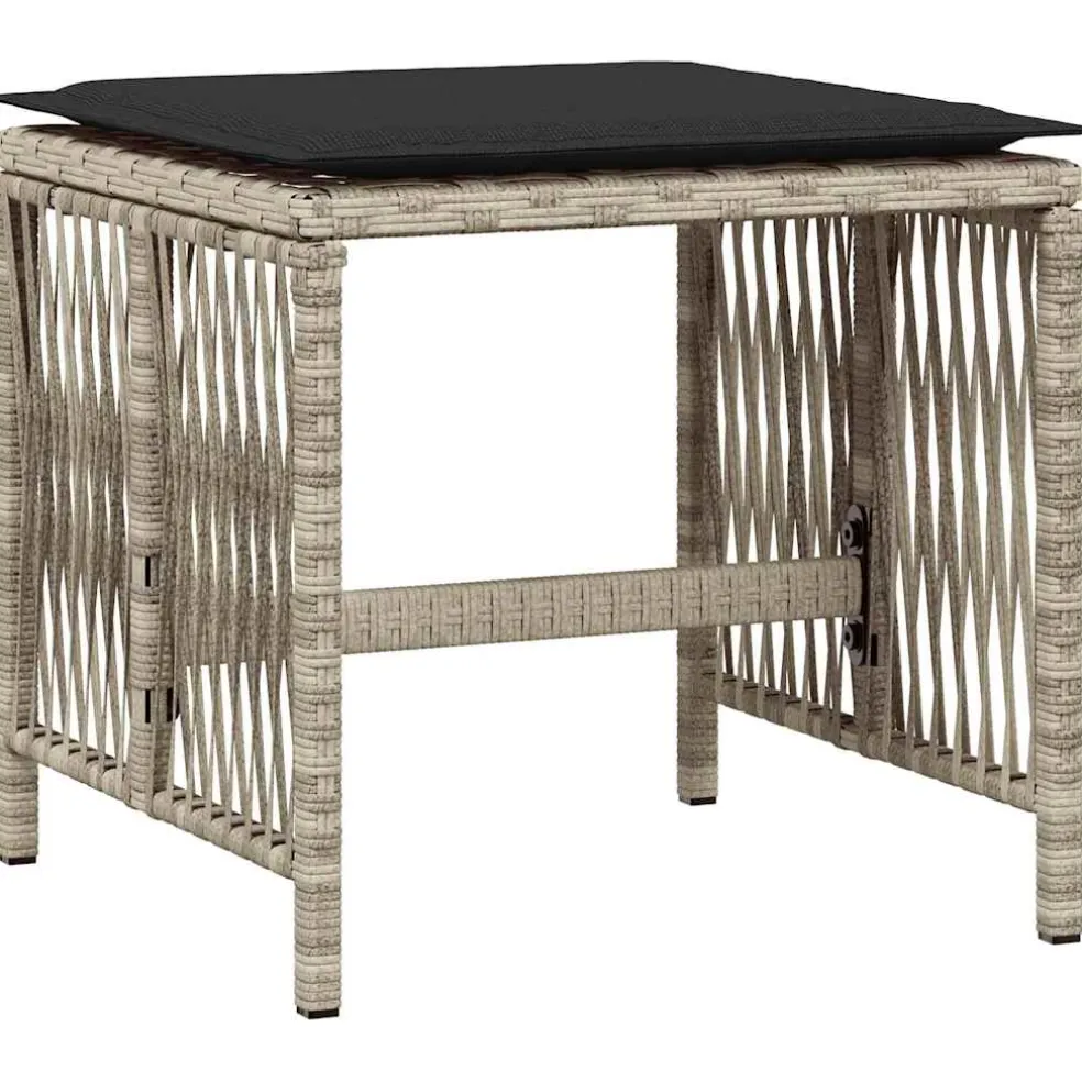 vidaXL Tuinkrukken 4 st met kussens 41x41x36 cm poly rattan lichtgrijs