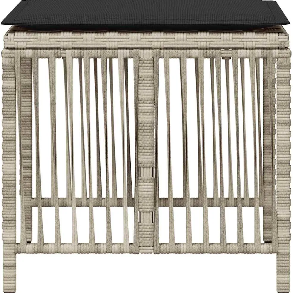 vidaXL Tuinkrukken 4 st met kussens 41x41x36 cm poly rattan lichtgrijs